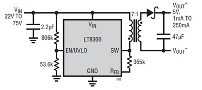 The LT8300-based isolated flyback converter Linear Technology LT8300-based isolated flyback converter